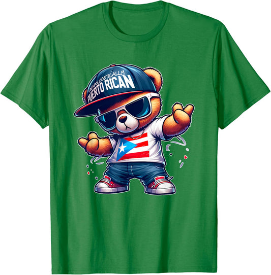Teddy Bear Proud Puerto Rico Flag Shirt Boricua Puerto Rican T-Shirt - T-Shirt | Irish Green