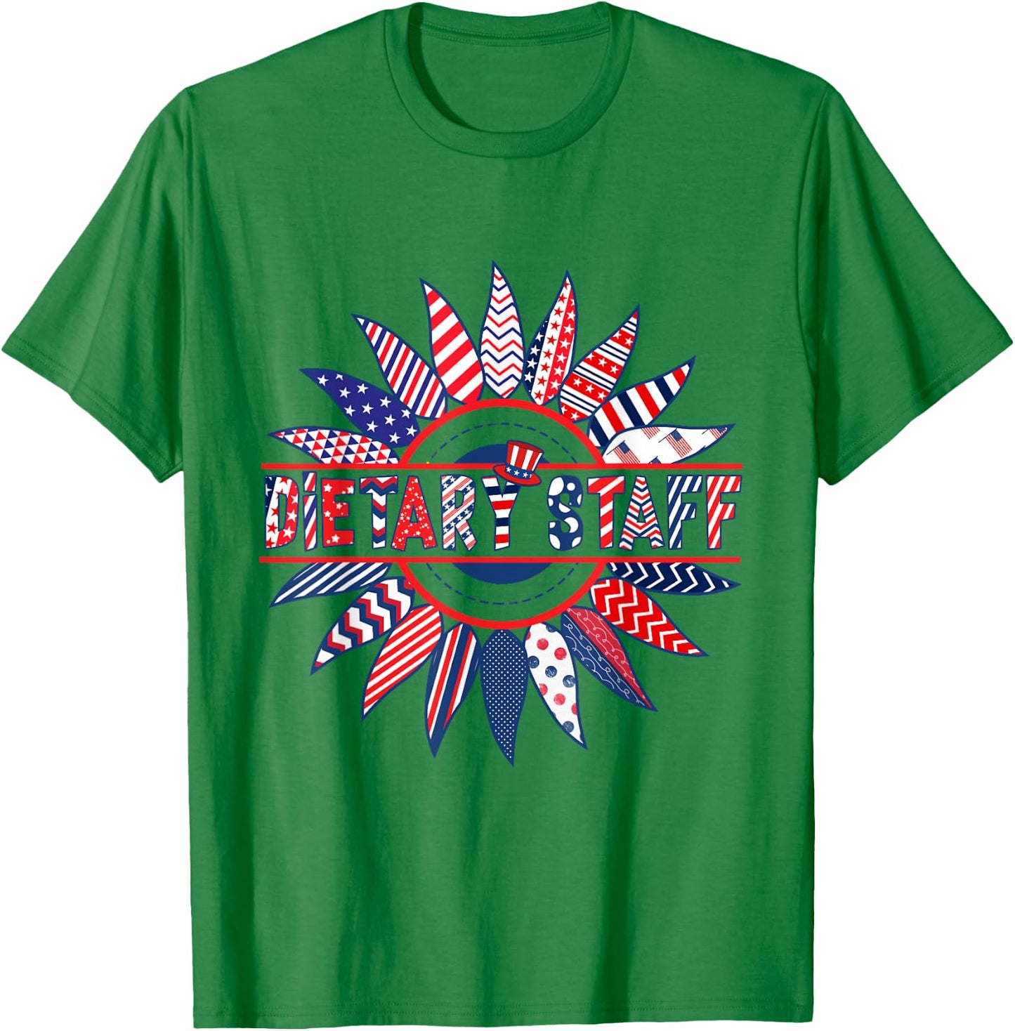 Sunflower Patriotic Dietary Staff 4th Of July 2024 Women Men T-Shirt - T-Shirt | Irish Green