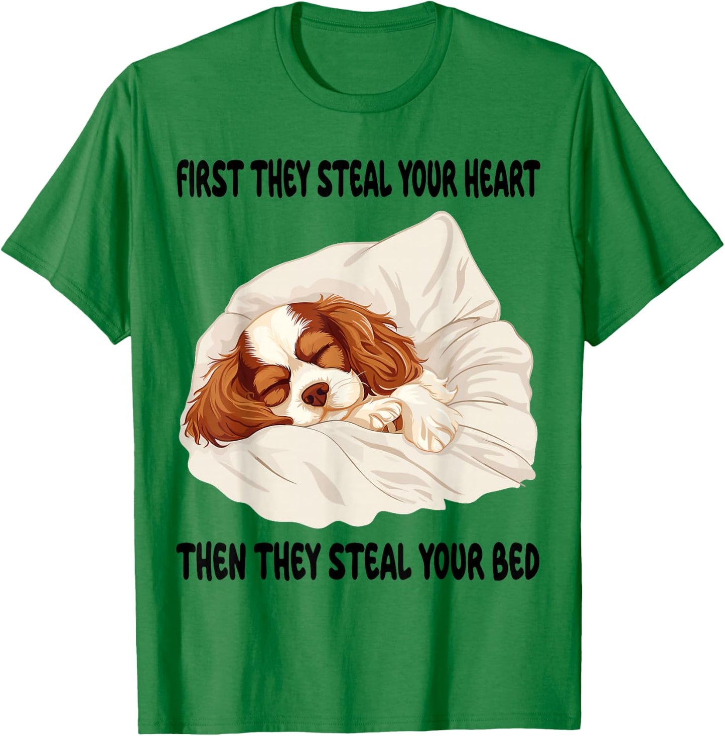 Cavalier King Charles Spaniel Sleeping Pajamas Nightgown T-Shirt - T-Shirt | Irish Green