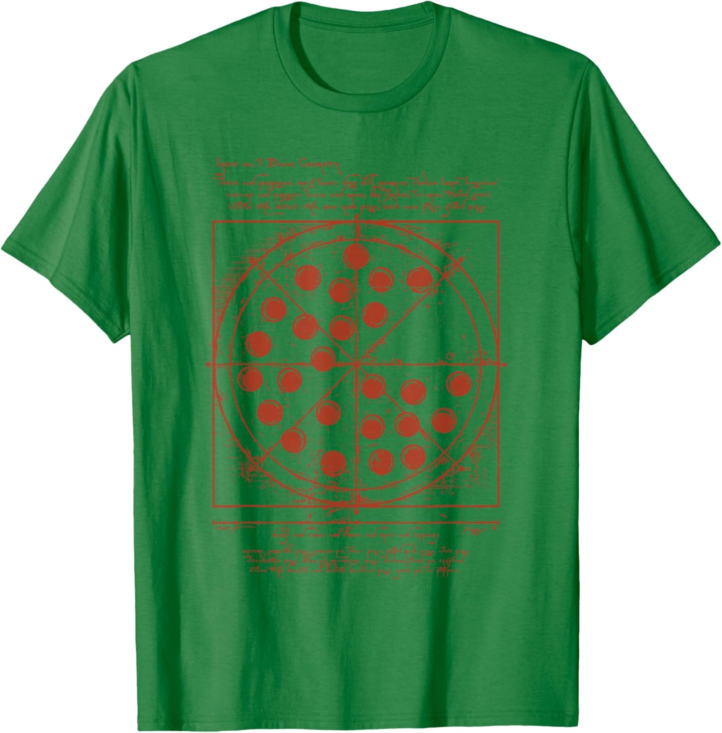Vitruvian Pizza Da Vinci Funny Movie Reference T-Shirt - T-Shirt | Irish Green