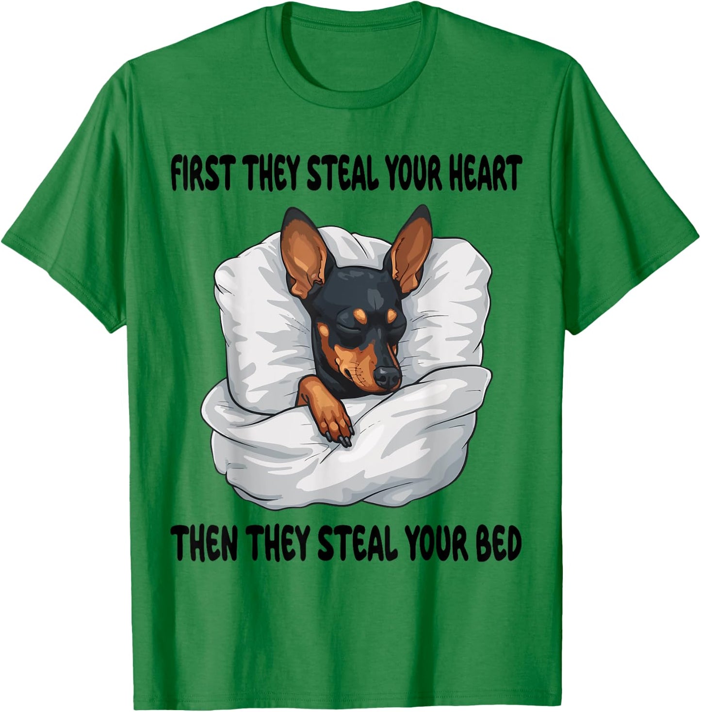 Miniature Pinscher Sleeping Pajamas Nightgown T-Shirt - T-Shirt | Irish Green