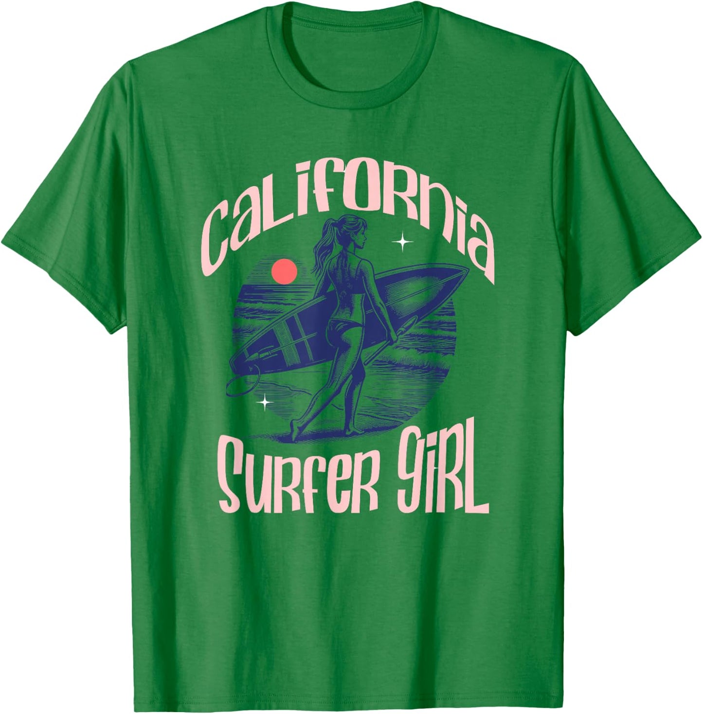 California Surfer Girl Beach Cute Summer T-Shirt - T-Shirt | Irish Green