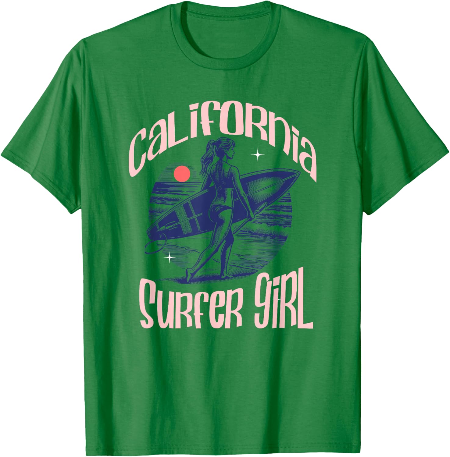 California Surfer Girl Beach Cute Summer T-Shirt - T-Shirt | Irish Green