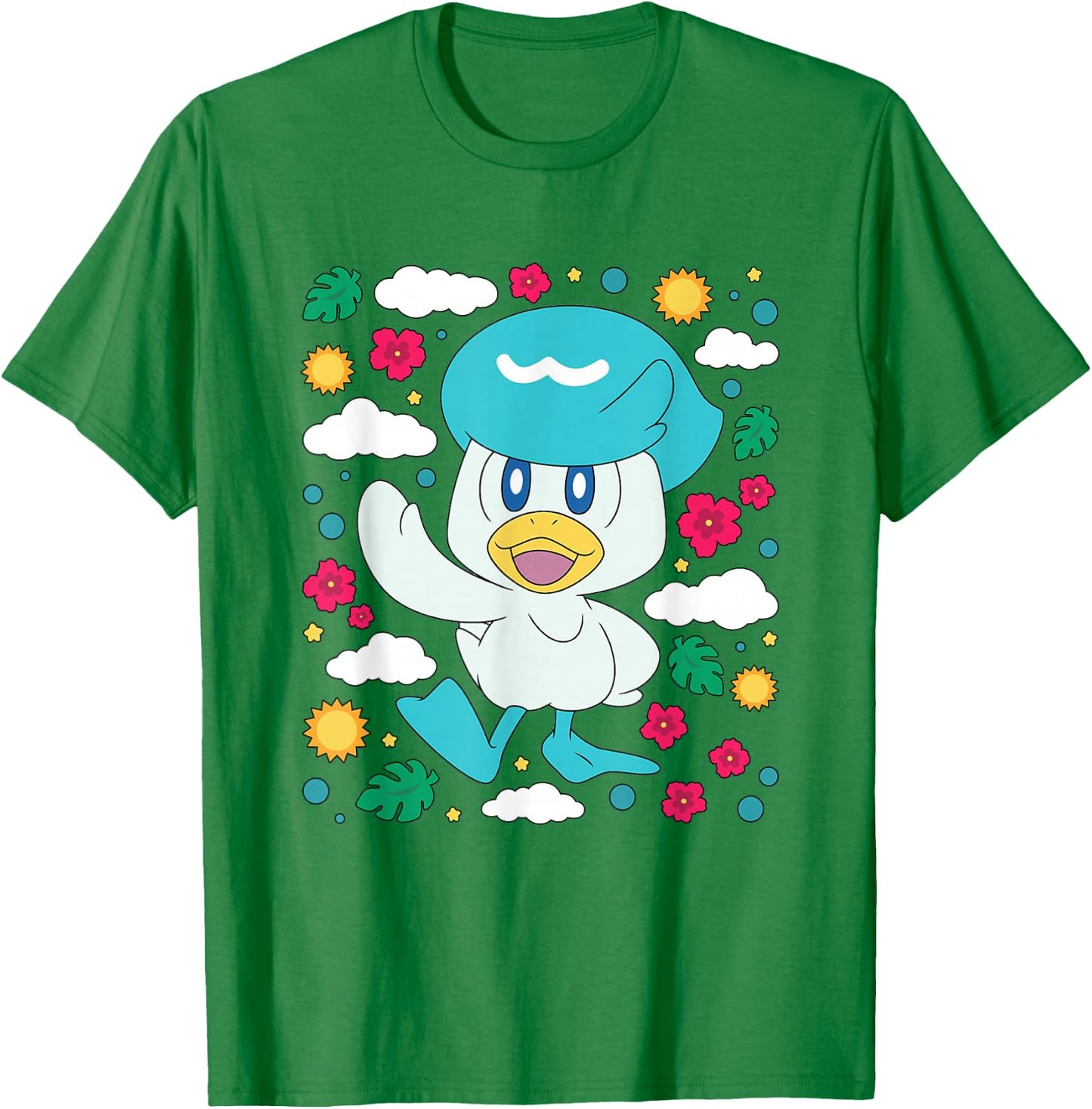 Pokémon Iconic Cute Quaxly Colorful Big Chest Logo T-Shirt - T-Shirt | Irish Green