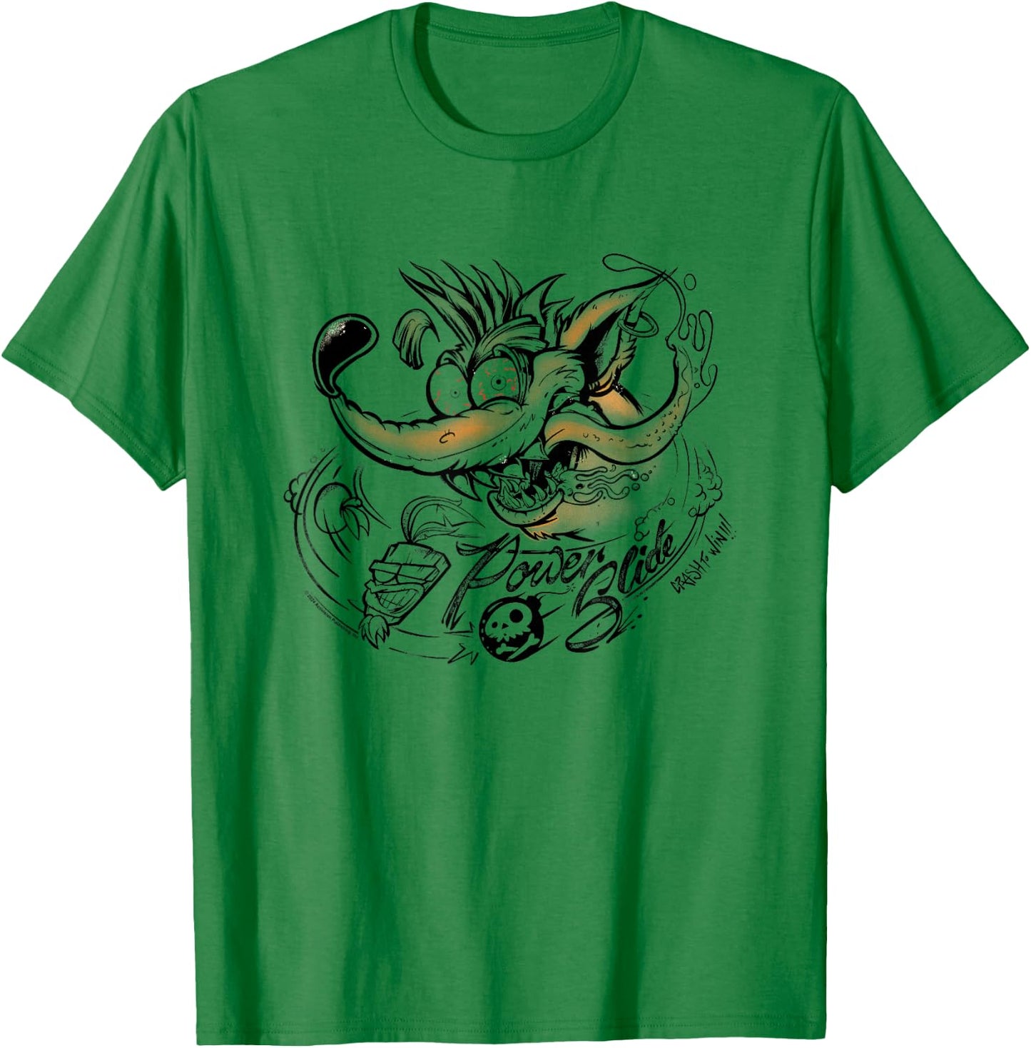 Crash Bandicoot Power Slide Crazy Crash To Win Chest Logo T-Shirt - T-Shirt | Irish Green