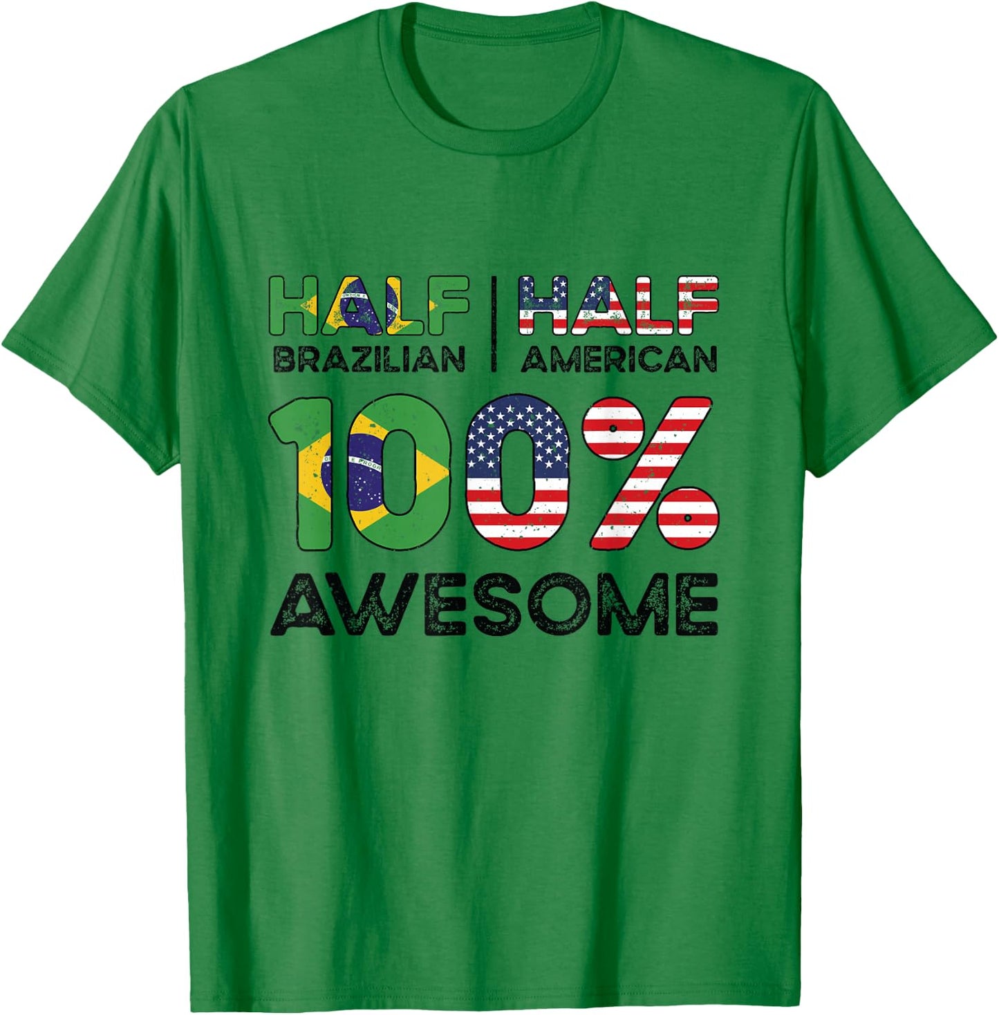 Brazilian American Patriot USA Grown Brazil US Flag T-Shirt - T-Shirt | Irish Green