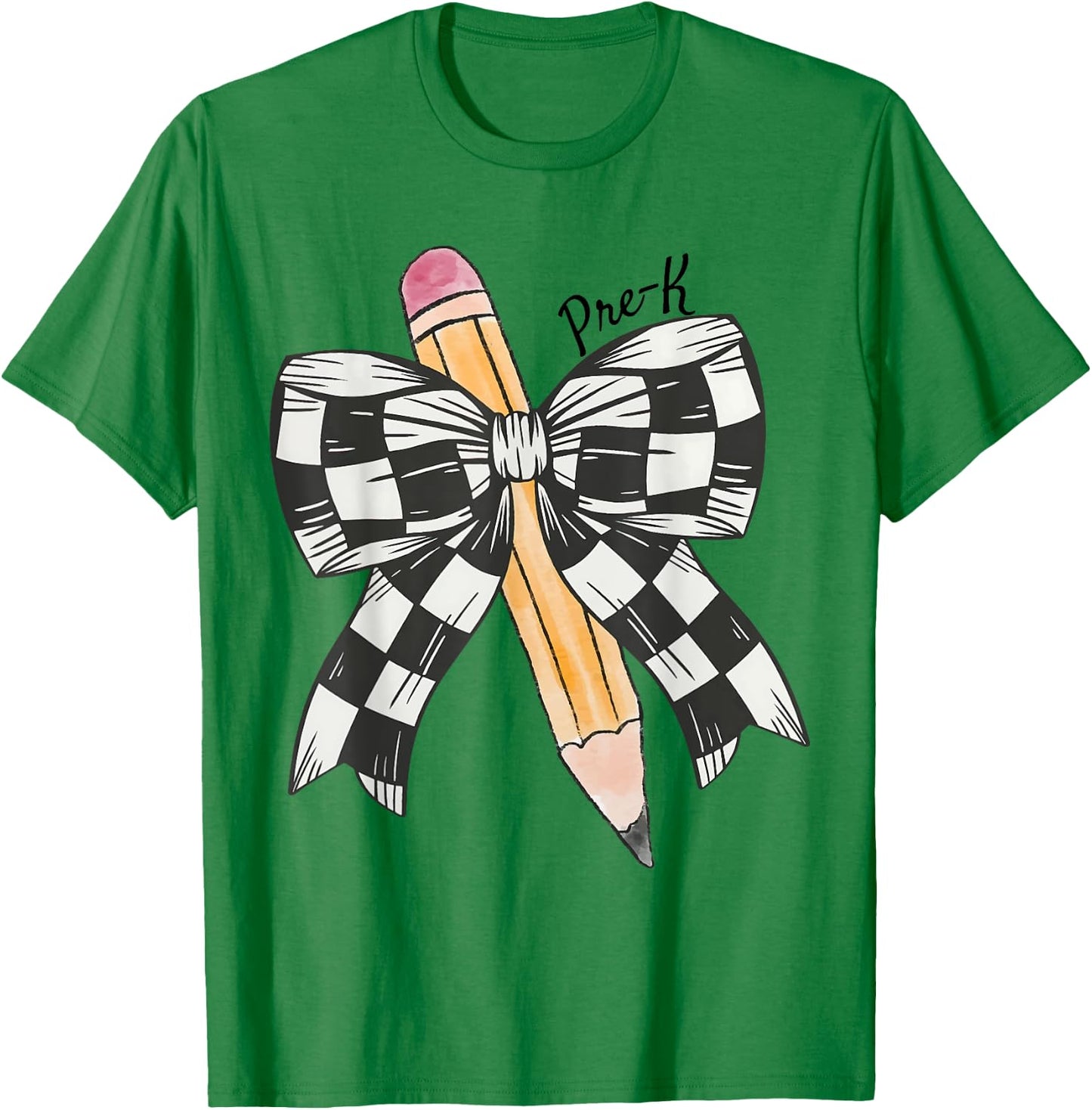 Coquette Pencil Bow Funny Pre K Teacher Kids Back To School T-Shirt - T-Shirt | Irish Green