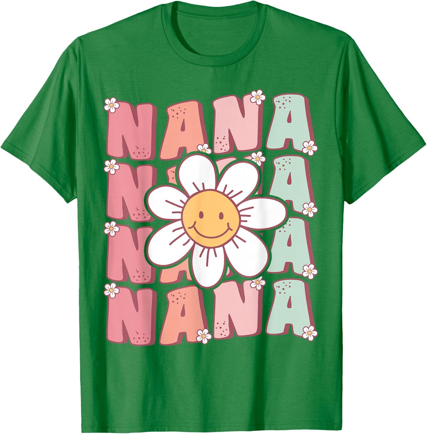 Cute Groovy Nana 70s Family Birthday Party Daisy Flower T-Shirt - T-Shirt | Irish Green