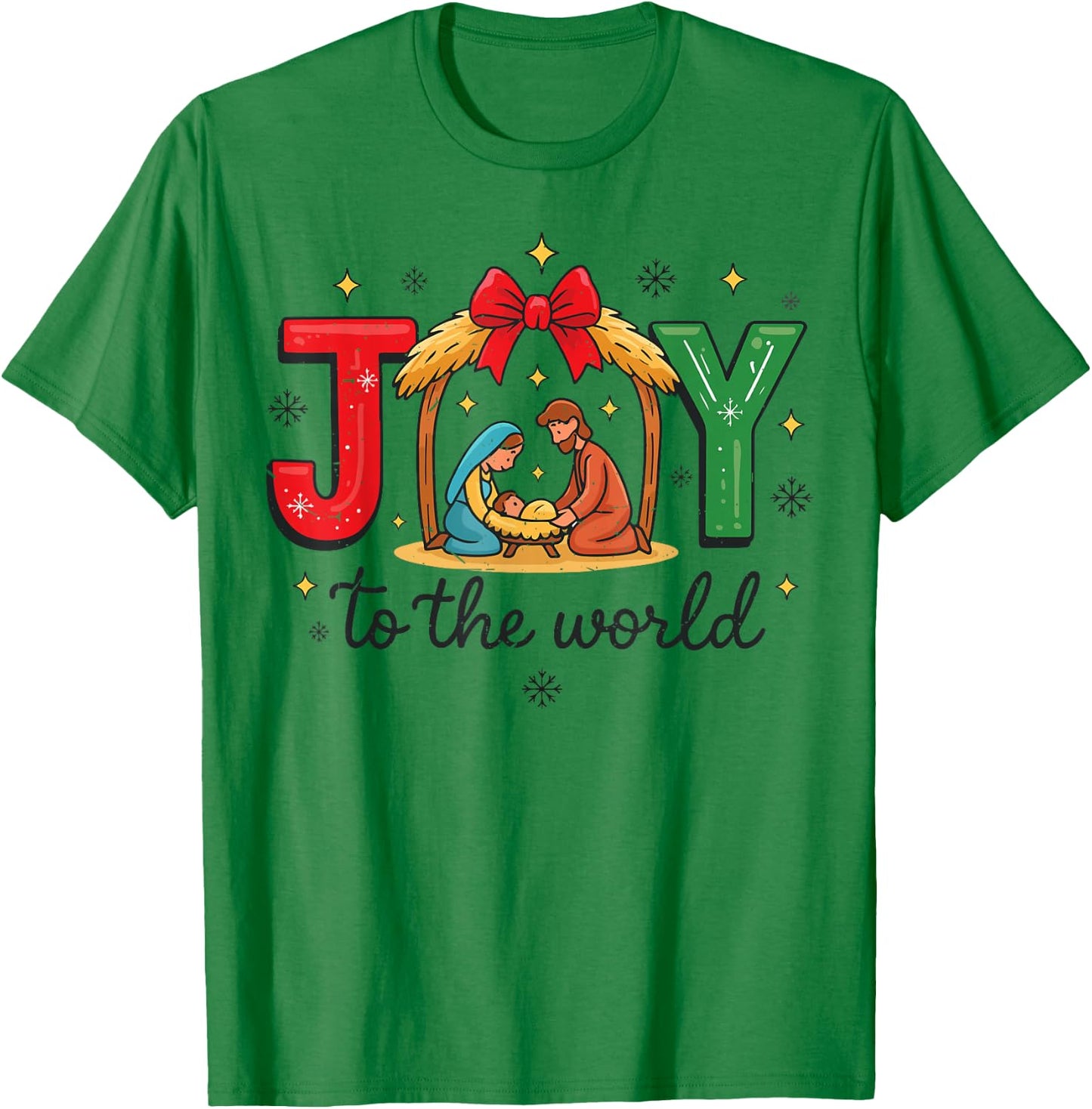 Women Joy to The World God Christmas Family Pajama Christian T-Shirt - T-Shirt | Irish Green