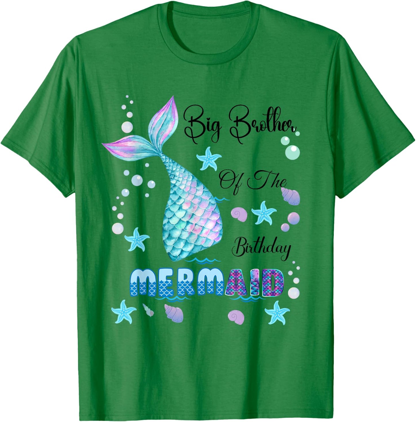 Big Brother Of The Birthday Mermaid Bday Party Mermaid Kids T-Shirt - T-Shirt | Irish Green