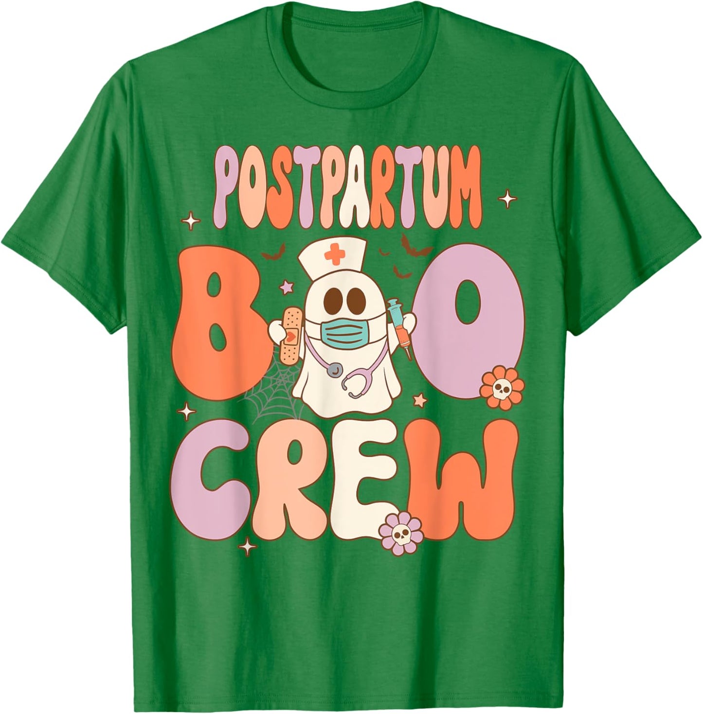 Postpartum Nurse Boo Crew Halloween Mother Baby Nurse T-Shirt - T-Shirt | Irish Green