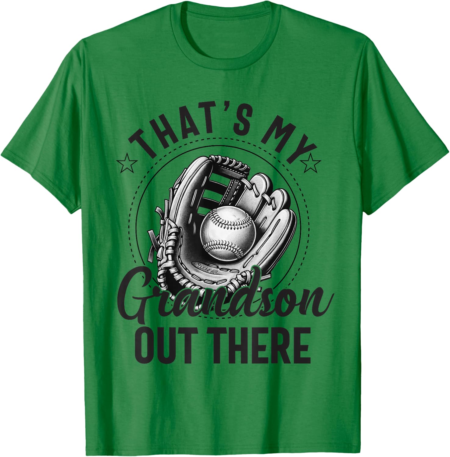 That's My Grandson Out There Baseball Men Grandpa Baseball T-Shirt - T-Shirt | Irish Green