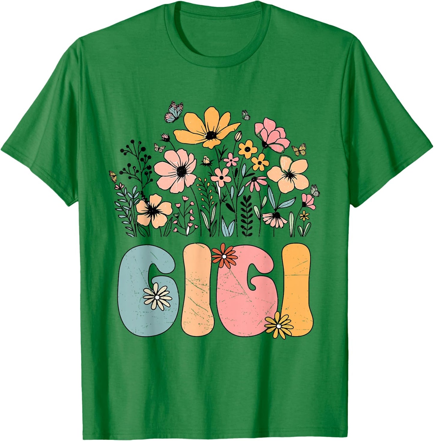 Wildflower Gigi for Grandma Grandmother Announcement T-Shirt - T-Shirt | Irish Green