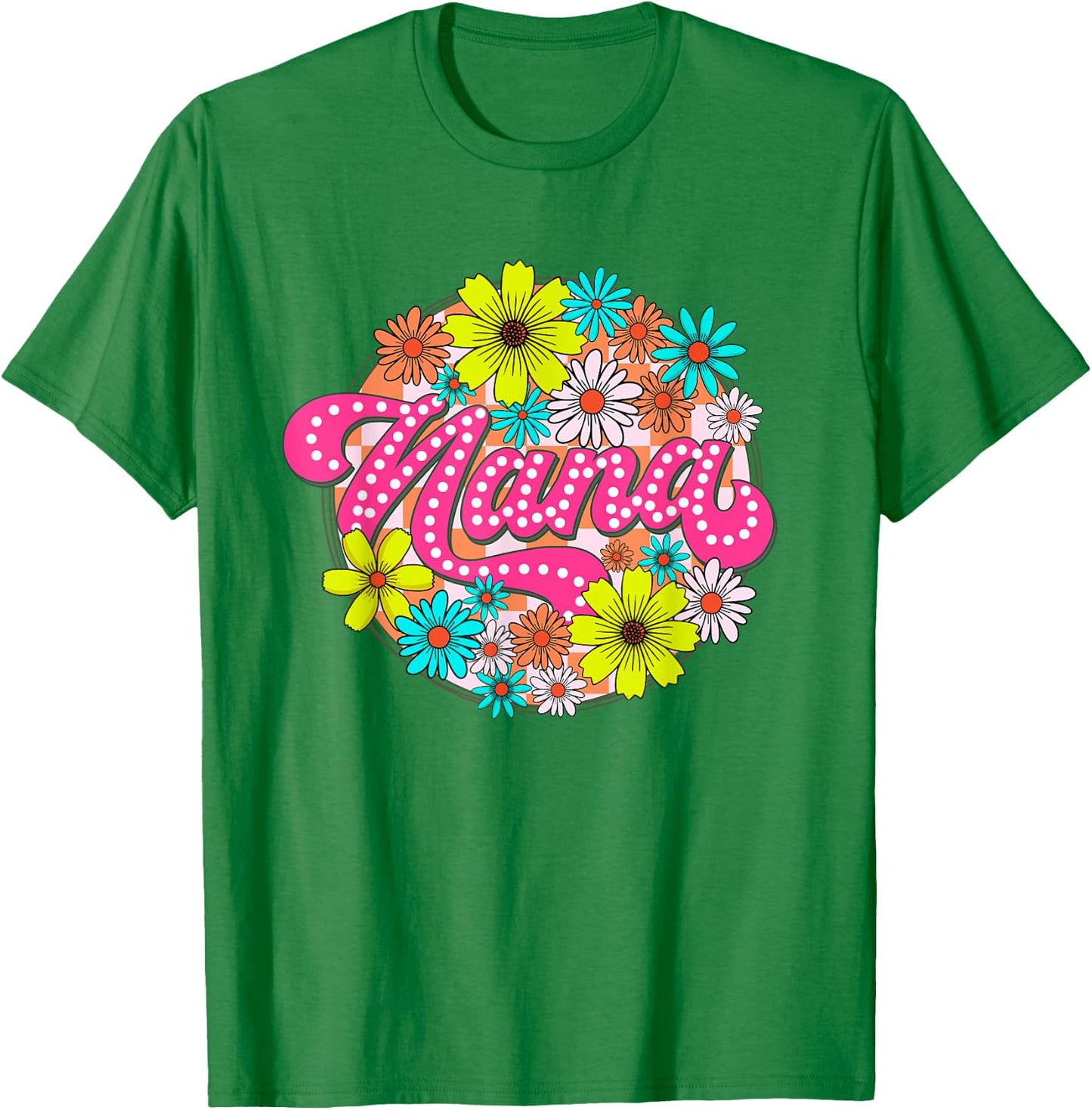 Groovy Nana Retro Flowers Women Mother's Day Grandma T-Shirt - T-Shirt | Irish Green