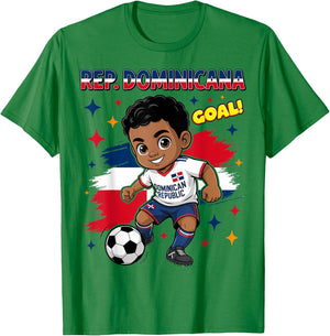 Republica Dominicana Kid Goal Dominican Flag for Boys Kids T-Shirt - T-Shirt | Irish Green
