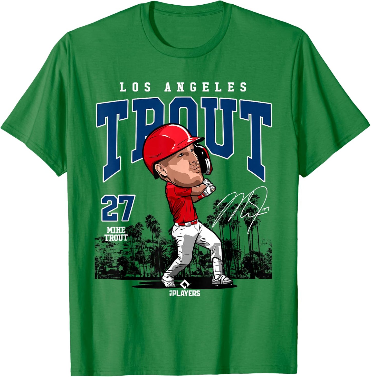 Mike Trout | Los Angeles Baseball MLB Players | MLBTRO4006 T-Shirt - T-Shirt | Irish Green