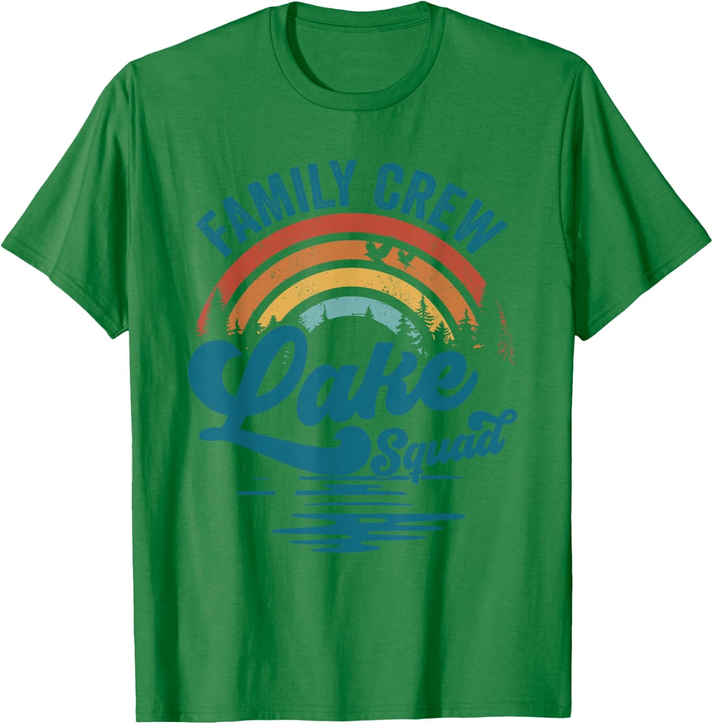 Family Crew Lake Squad Groovy Rainbow Vacation Lake Trip T-Shirt - T-Shirt | Irish Green