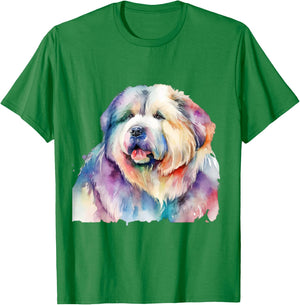 Caucasian Ovcharka Dog Colorful Watercolor Dog Women Kids T-Shirt - T-Shirt | Irish Green