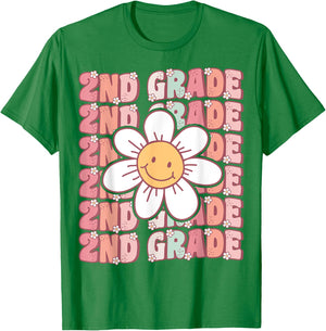 Groovy 2nd Grade Back To School First Day of Second Grade T-Shirt - T-Shirt | Irish Green