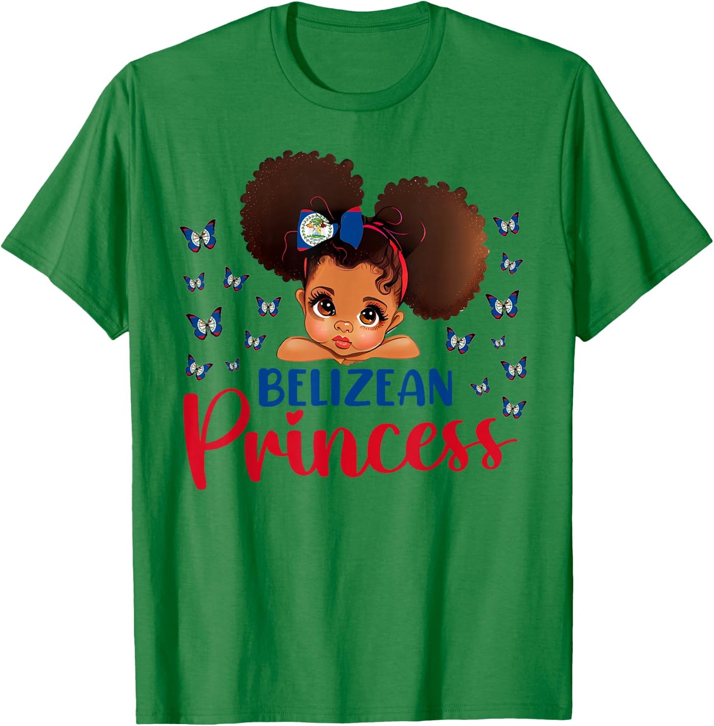 Belizean Princess Belize for Black Girls Kids T-Shirt - T-Shirt | Irish Green