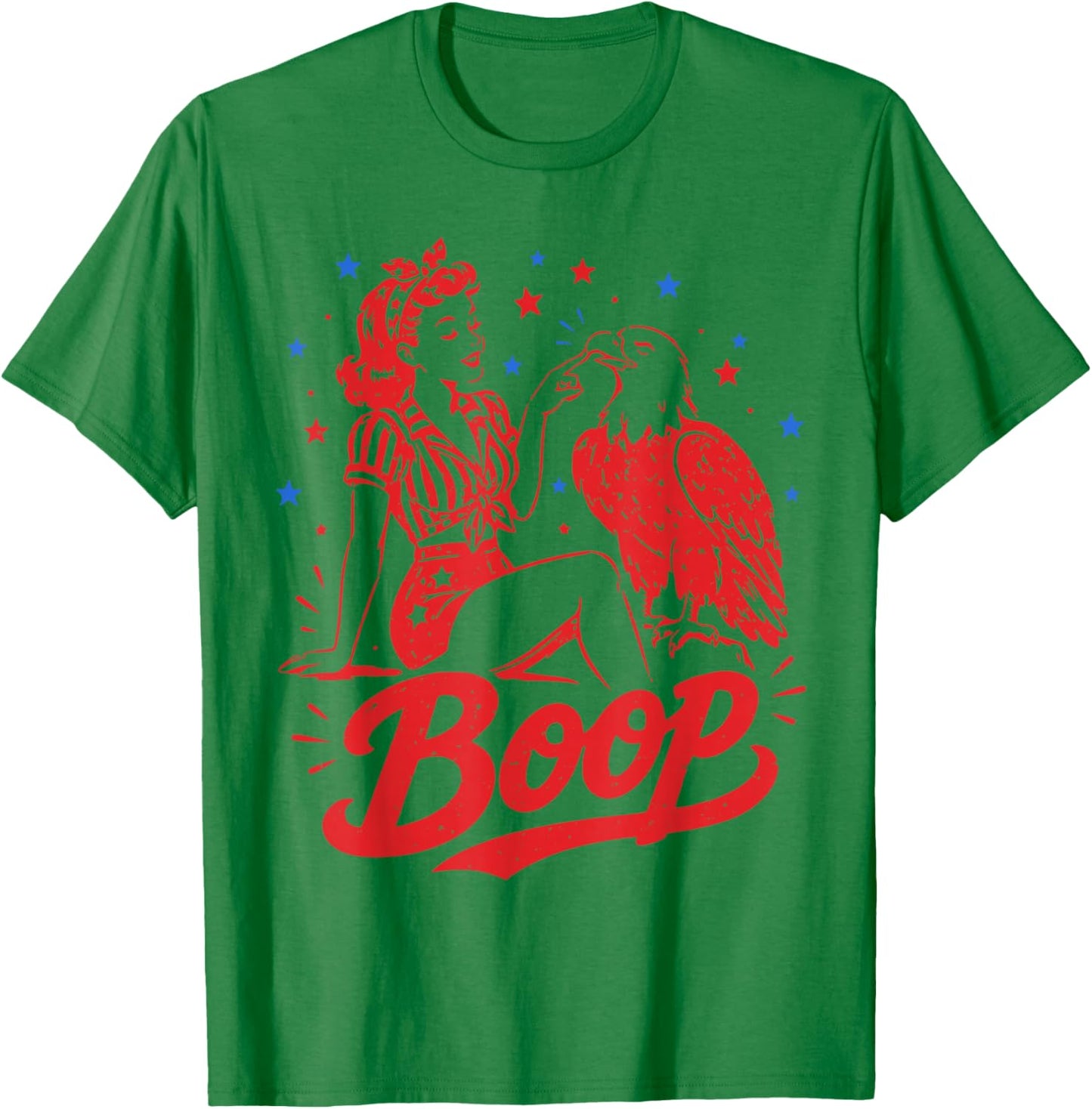 Boop Eagle Patriotic Vintage American Girl 250th 4th of July T-Shirt - T-Shirt | Irish Green