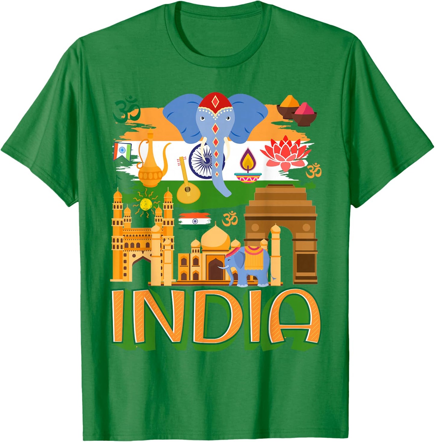 India Flag Outfit Idea For Kids & Elephant Indian Roots T-Shirt - T-Shirt | Irish Green