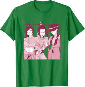 Avatar: The Last Airbender Mighty Women Warrior Panels T-Shirt - T-Shirt | Irish Green