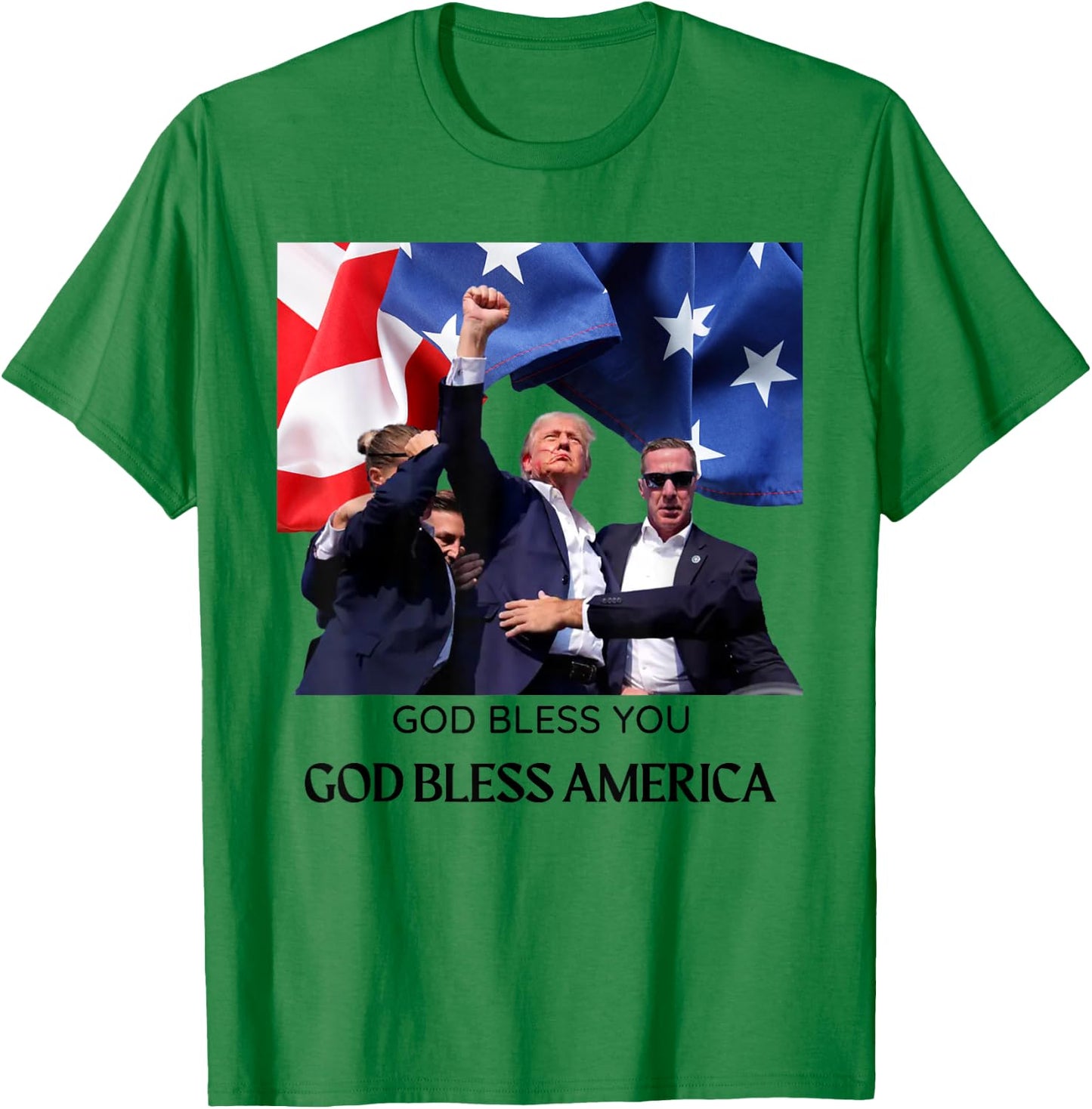 God Bless You - God Bless America - Donald Trump 2024 T-Shirt - T-Shirt | Irish Green