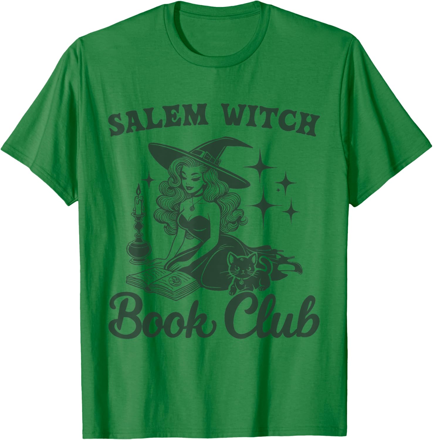 Salem Witch Book Club bookworm reading witch T-Shirt - T-Shirt | Irish Green