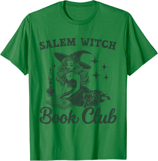 Salem Witch Book Club bookworm reading witch T-Shirt - T-Shirt | Irish Green