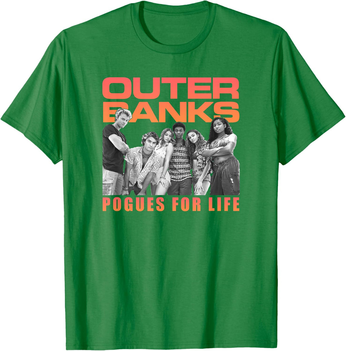 Outer Banks Group Shot Pogues for Life Portrait T-Shirt - T-Shirt | Irish Green