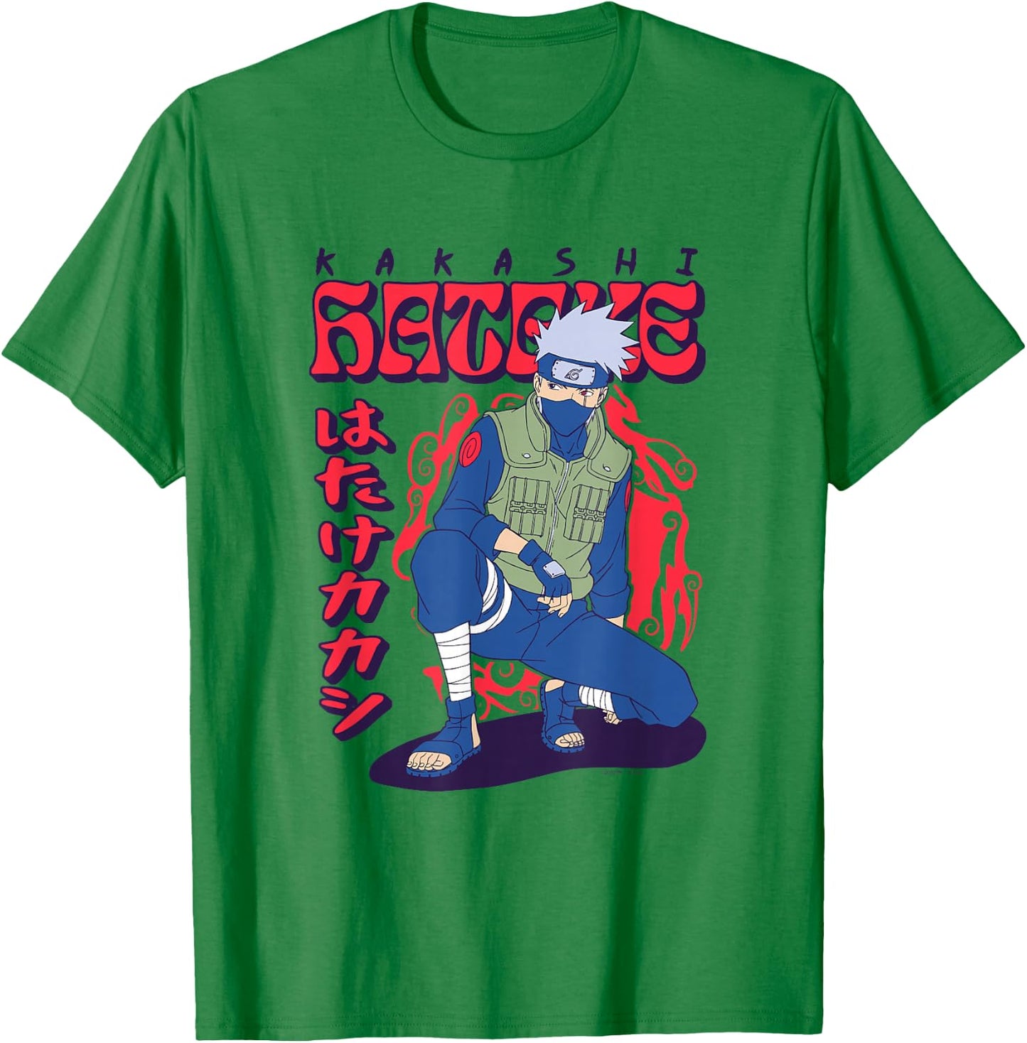 Naruto Shippuden Kakashi Wavy Text T-Shirt - T-Shirt | Irish Green