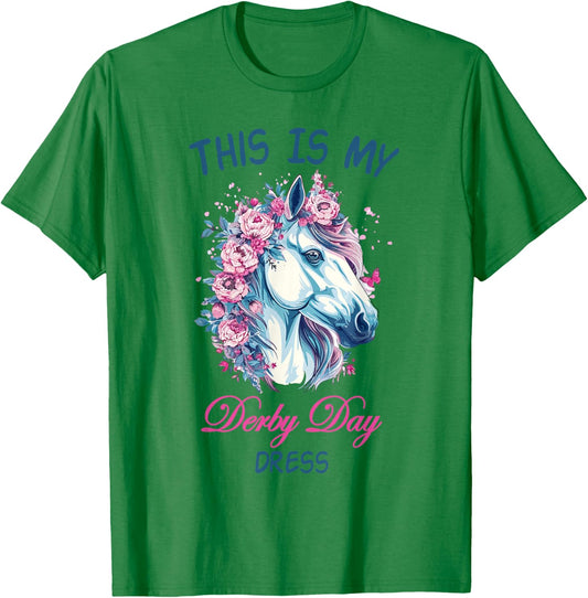 This is My Derby Day Dress Flowers Butterfly Horse Racing T-Shirt - T-Shirt | Irish Green