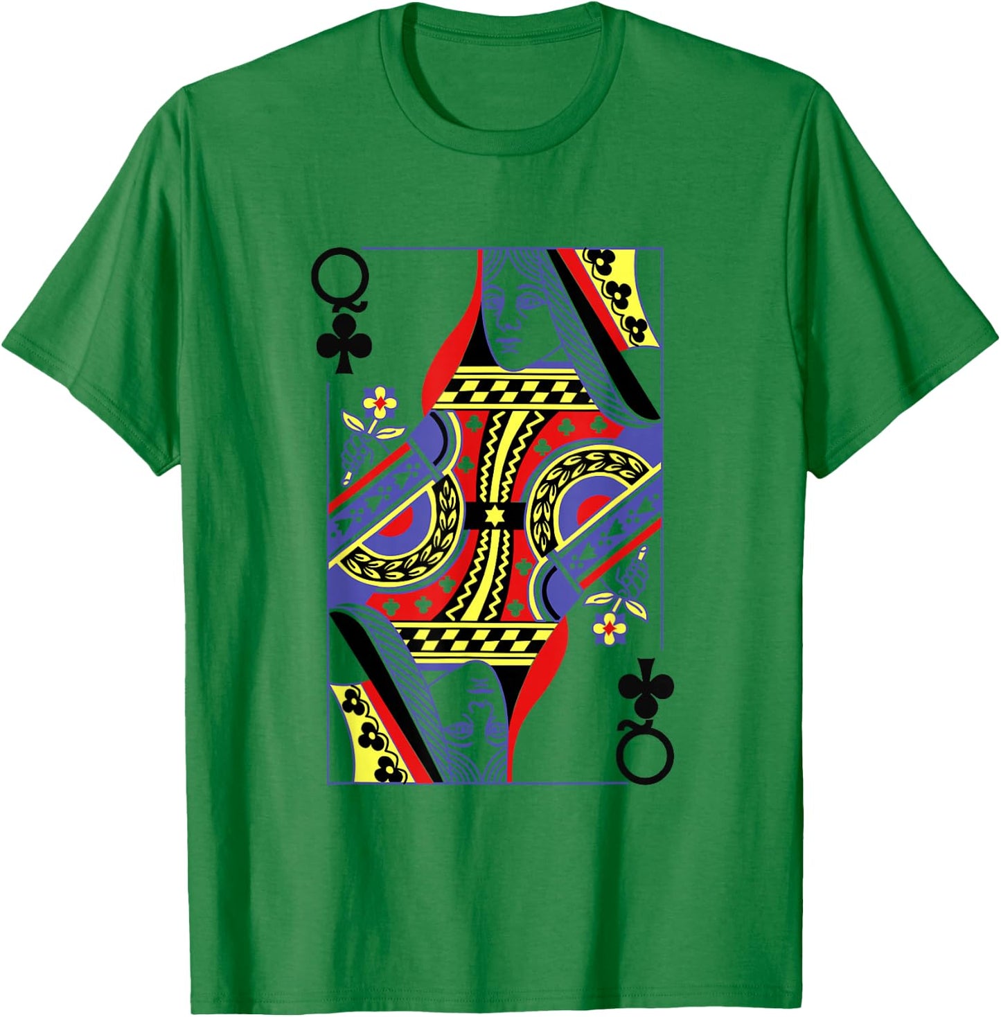 Queen Of Clubs Royal Flush Costume Halloween Playing Cards T-Shirt - T-Shirt | Irish Green