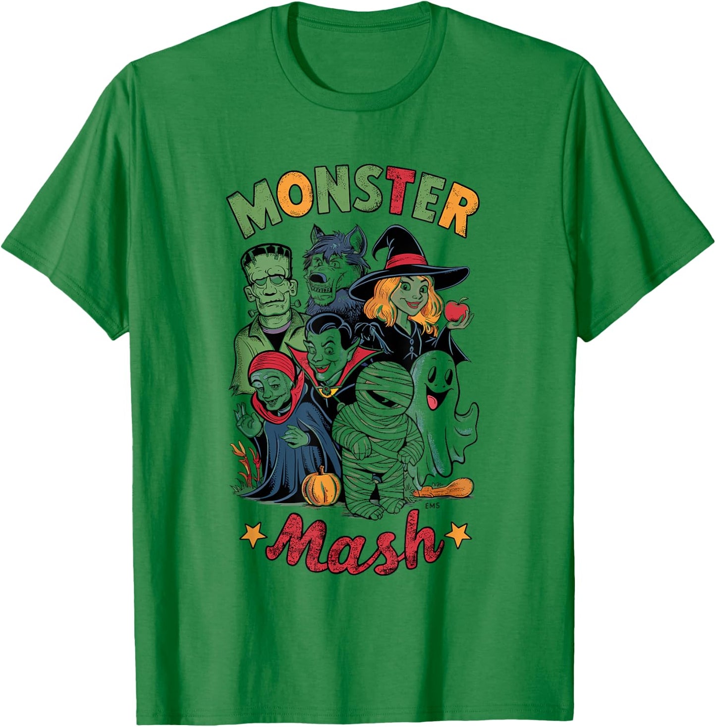 Vintage HALLOWEEN SHIRT | Classic Monster Characters Mash T-Shirt - T-Shirt | Irish Green