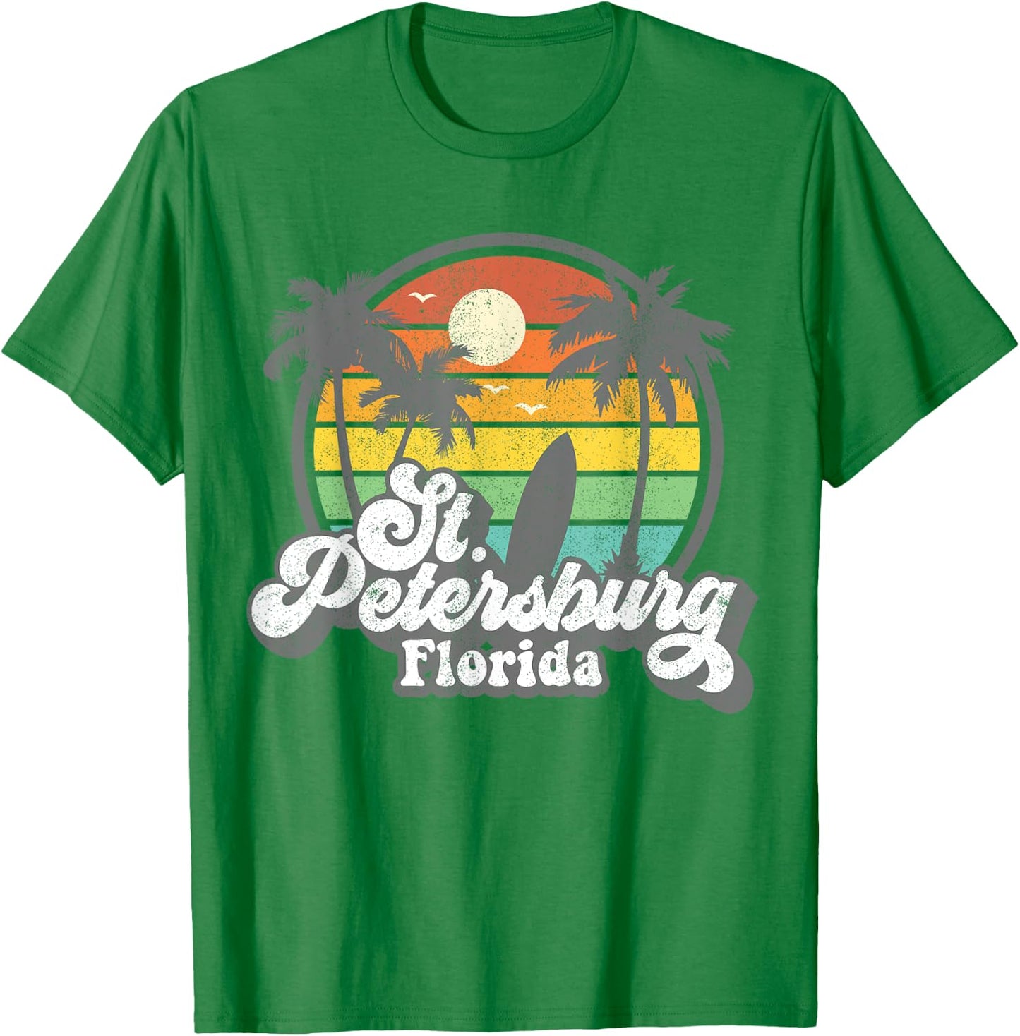 Vintage St. Petersburg Beach Florida Surfing Retro Surf Gift Women Girls Kids T-Shirt - T-Shirt | Irish Green