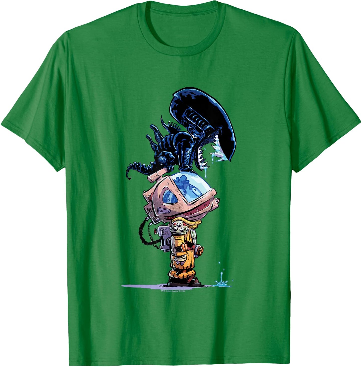 Aliens Cute Animated Xenomorph Big Chest Chibi Poster T-Shirt - T-Shirt | Irish Green