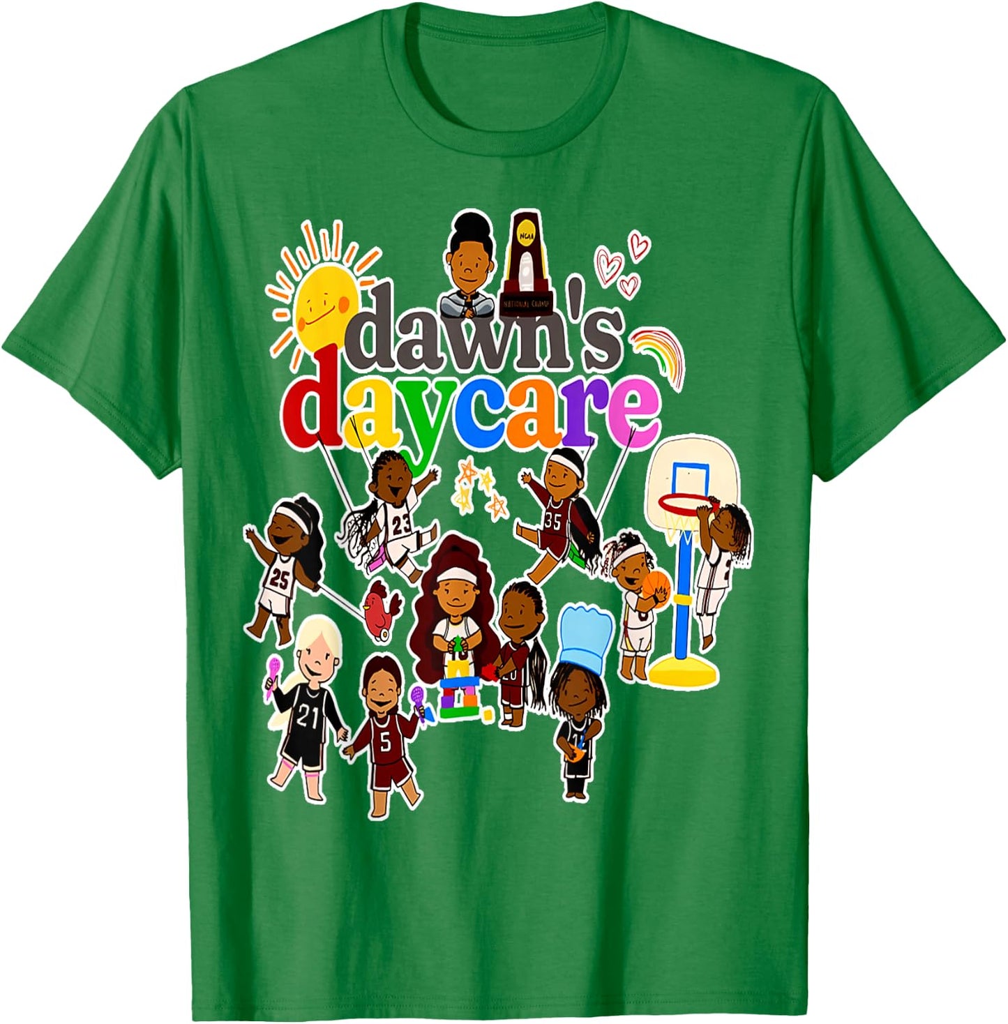 Dawn's Daycare Basketball cute funny T-Shirt - T-Shirt | Irish Green