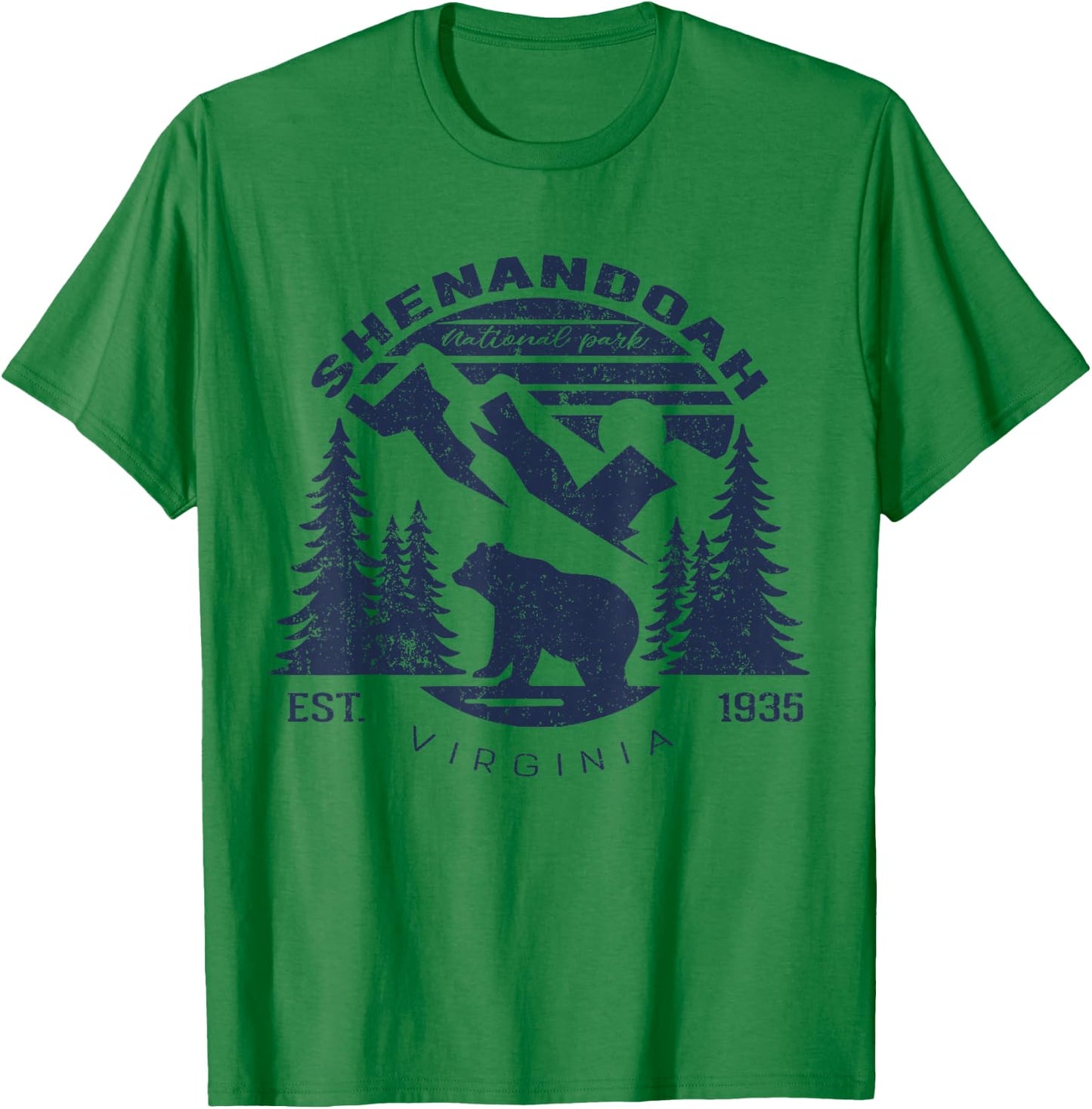 Vintage Shenandoah National Park for kids Hiking Camping T-Shirt - T-Shirt | Irish Green