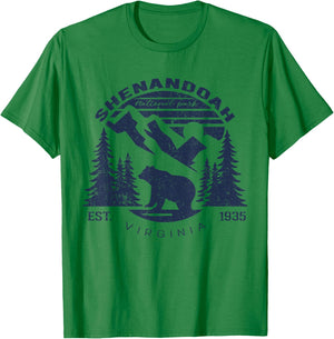 Vintage Shenandoah National Park for kids Hiking Camping T-Shirt - T-Shirt | Irish Green