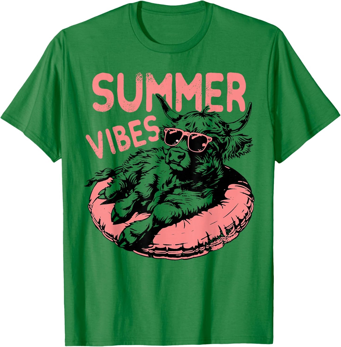 Summer Vibes Cute Sunglasses Cow Float Swimming T-Shirt - T-Shirt | Irish Green