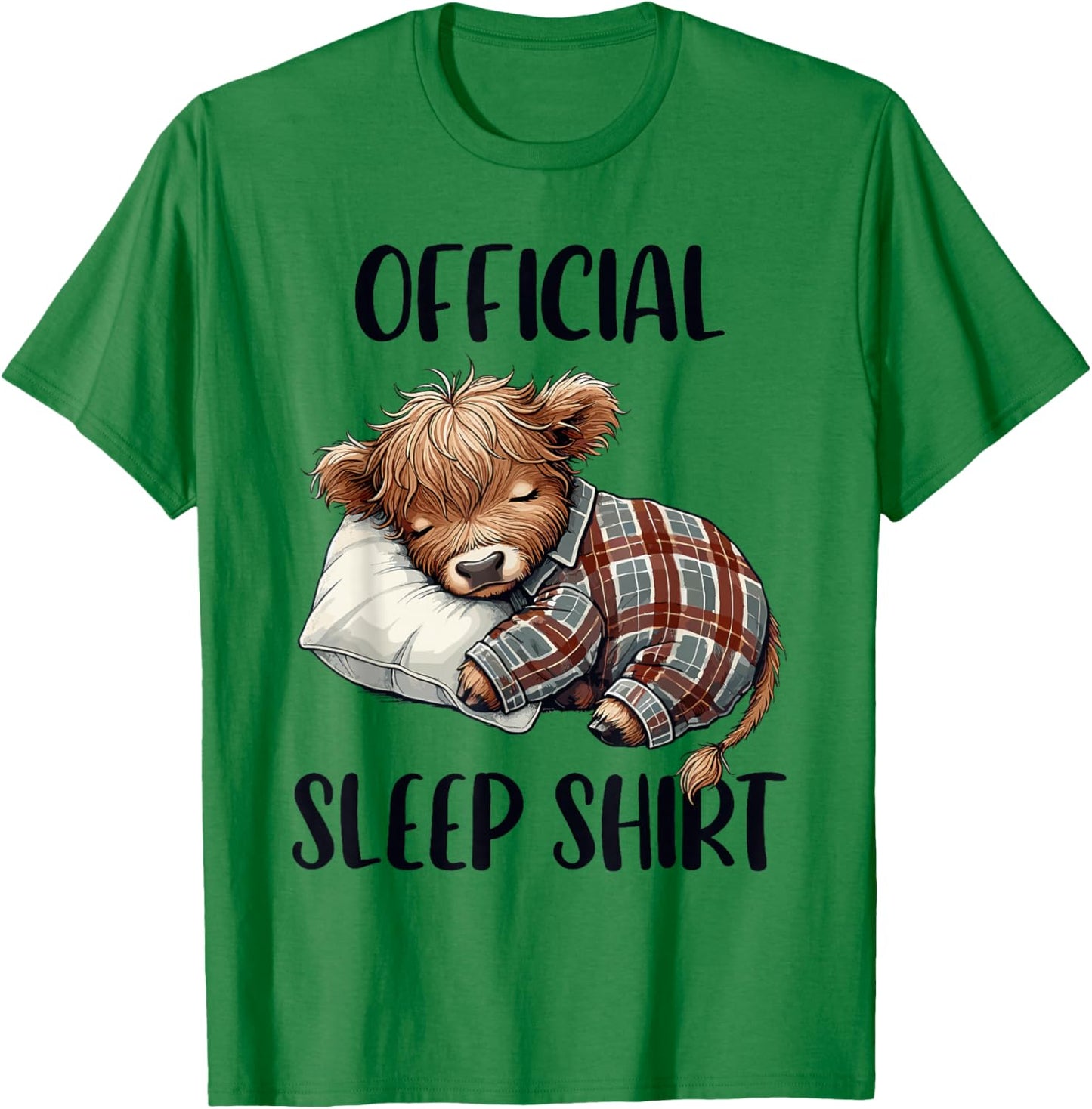 Highland Cow, Nightgown Nightshirt Official Sleepshirt Sleep T-Shirt - T-Shirt | Irish Green