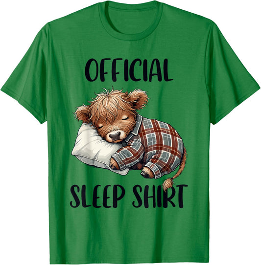 Highland Cow, Nightgown Nightshirt Official Sleepshirt Sleep T-Shirt - T-Shirt | Irish Green