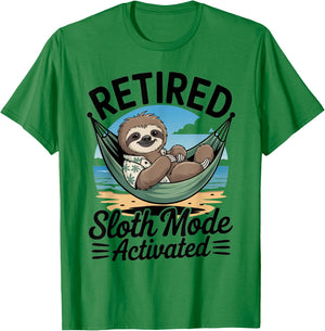 Funny Retired Sloth Animal Graphic Vintage Retirement T-Shirt - T-Shirt | Irish Green