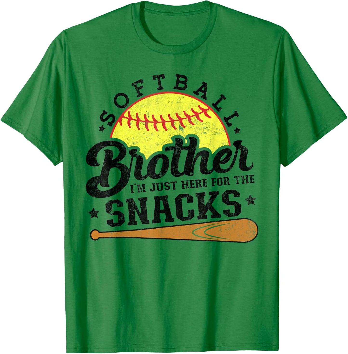 Softball brother I'm Just Here for the snacks Funny T-Shirt - T-Shirt | Irish Green