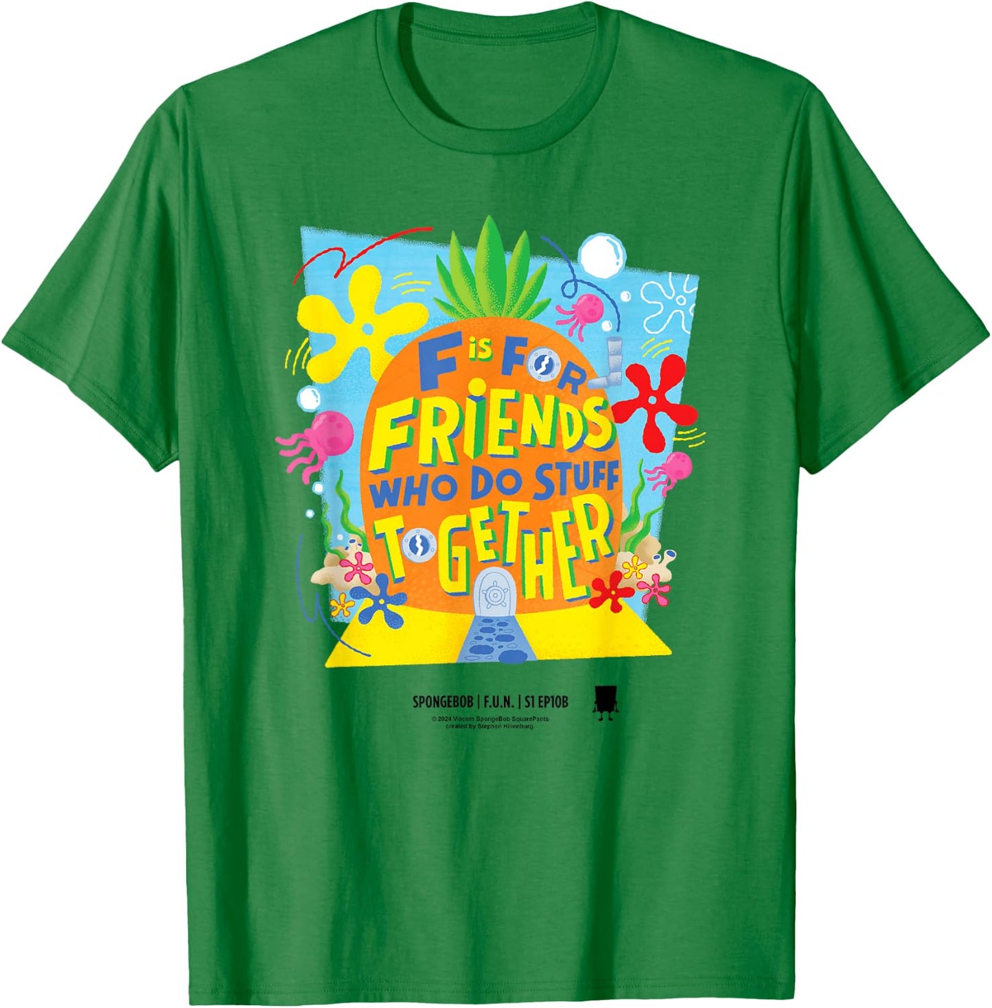 Spongebob Squarepants Pineapple Friends T-Shirt - T-Shirt | Irish Green