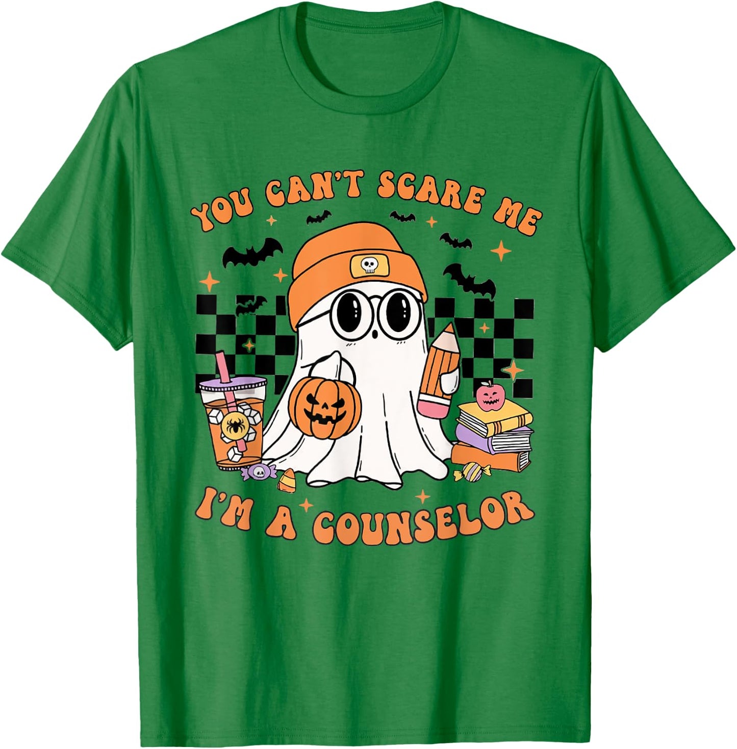 You Can't Scare Me I'm A Counselor Halloween Pumpkin Fall T-Shirt - T-Shirt | Irish Green