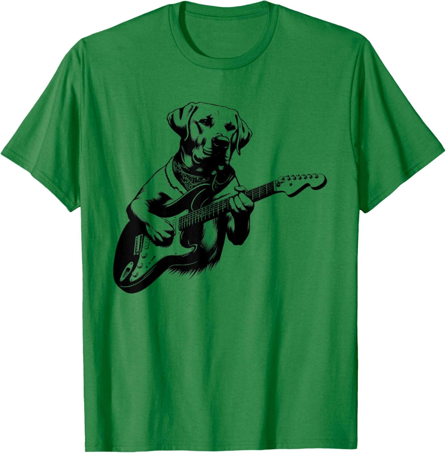 Labrador Dog Playing Electric Guitar Rock Star Guitarist T-Shirt - T-Shirt | Irish Green