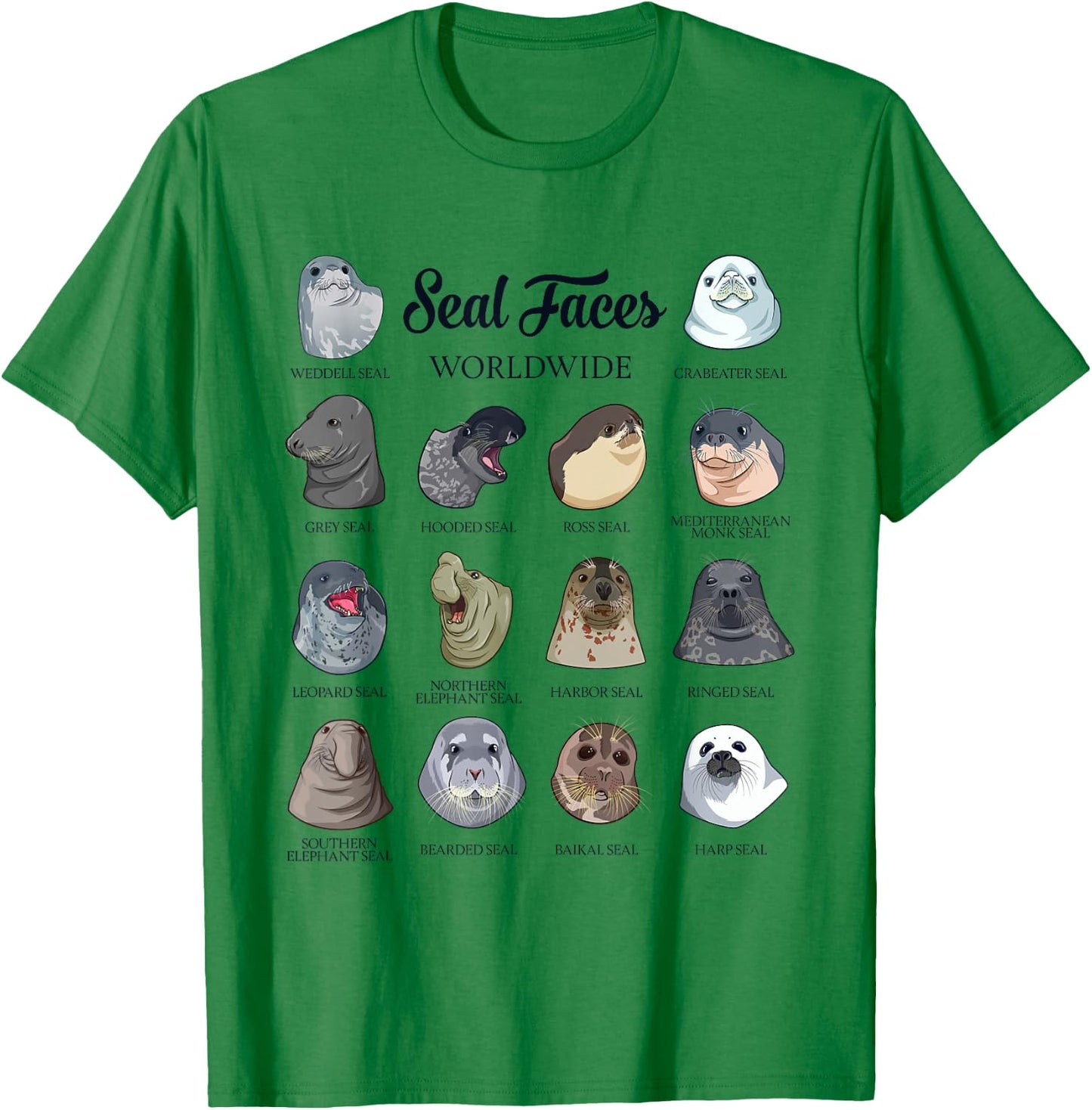 Seal Faces - Types of Seals T-Shirt - T-Shirt | Irish Green