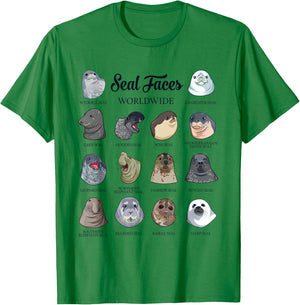 Seal Faces - Types of Seals T-Shirt - T-Shirt | Irish Green